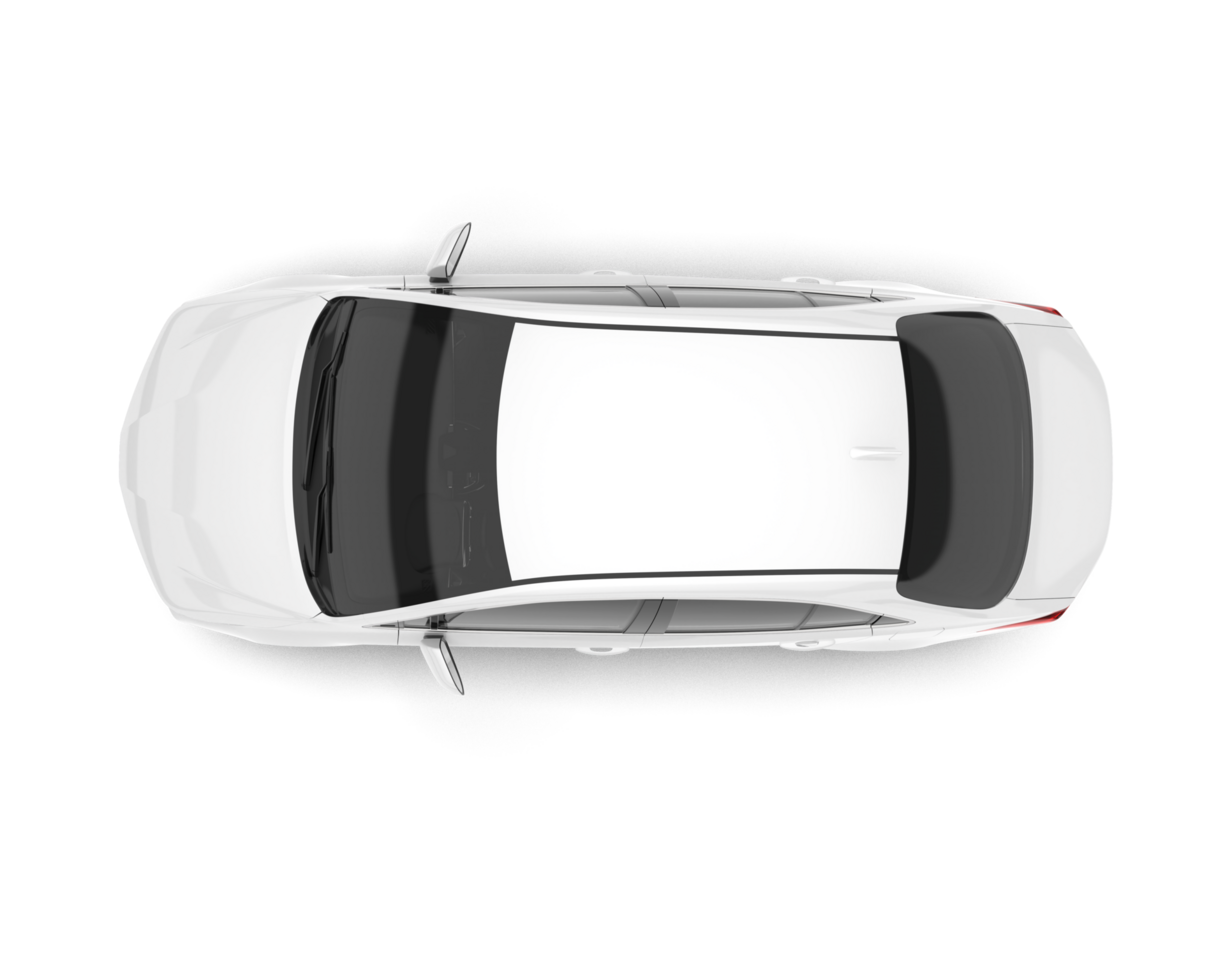 White modern car isolated on transparent background. 3d rendering - illustration png