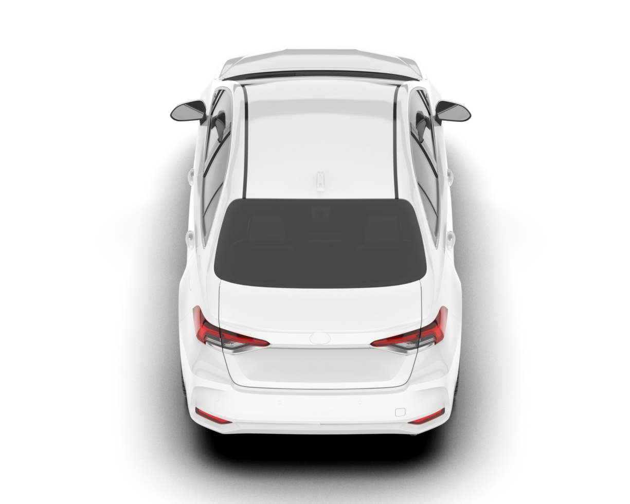 White modern car isolated on transparent background. 3d rendering - illustration png