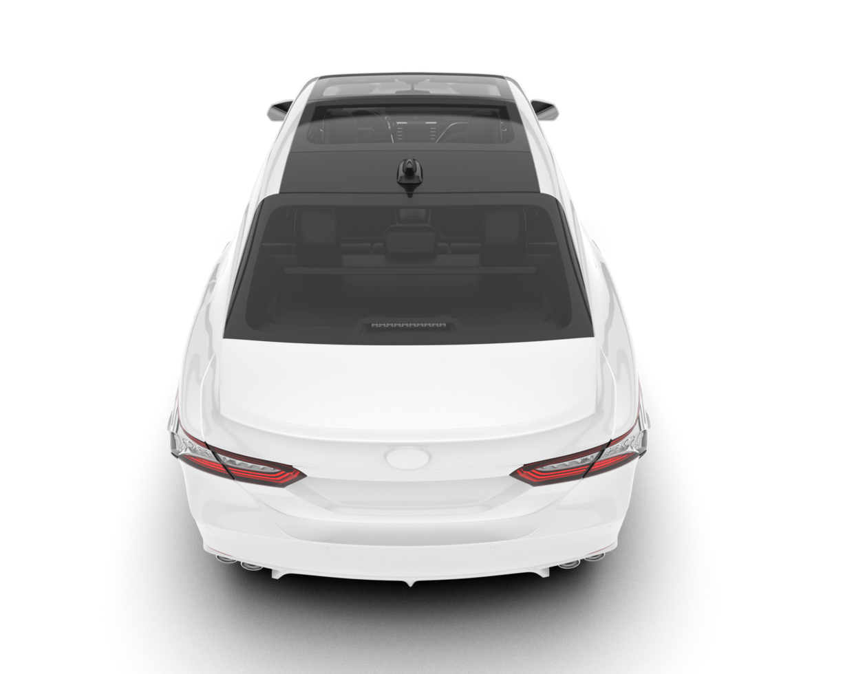 White modern car isolated on transparent background. 3d rendering - illustration png