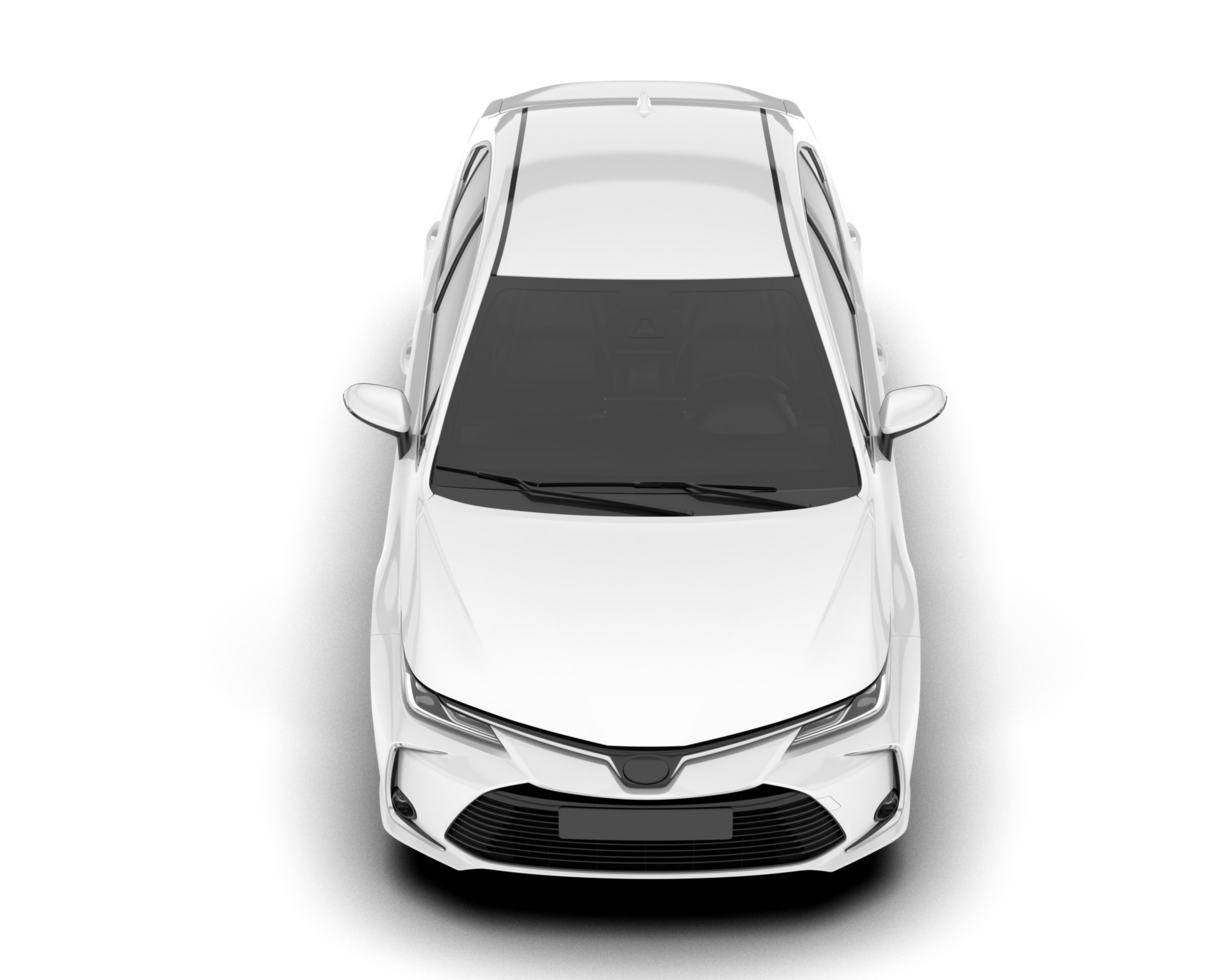 White modern car isolated on transparent background. 3d rendering - illustration png