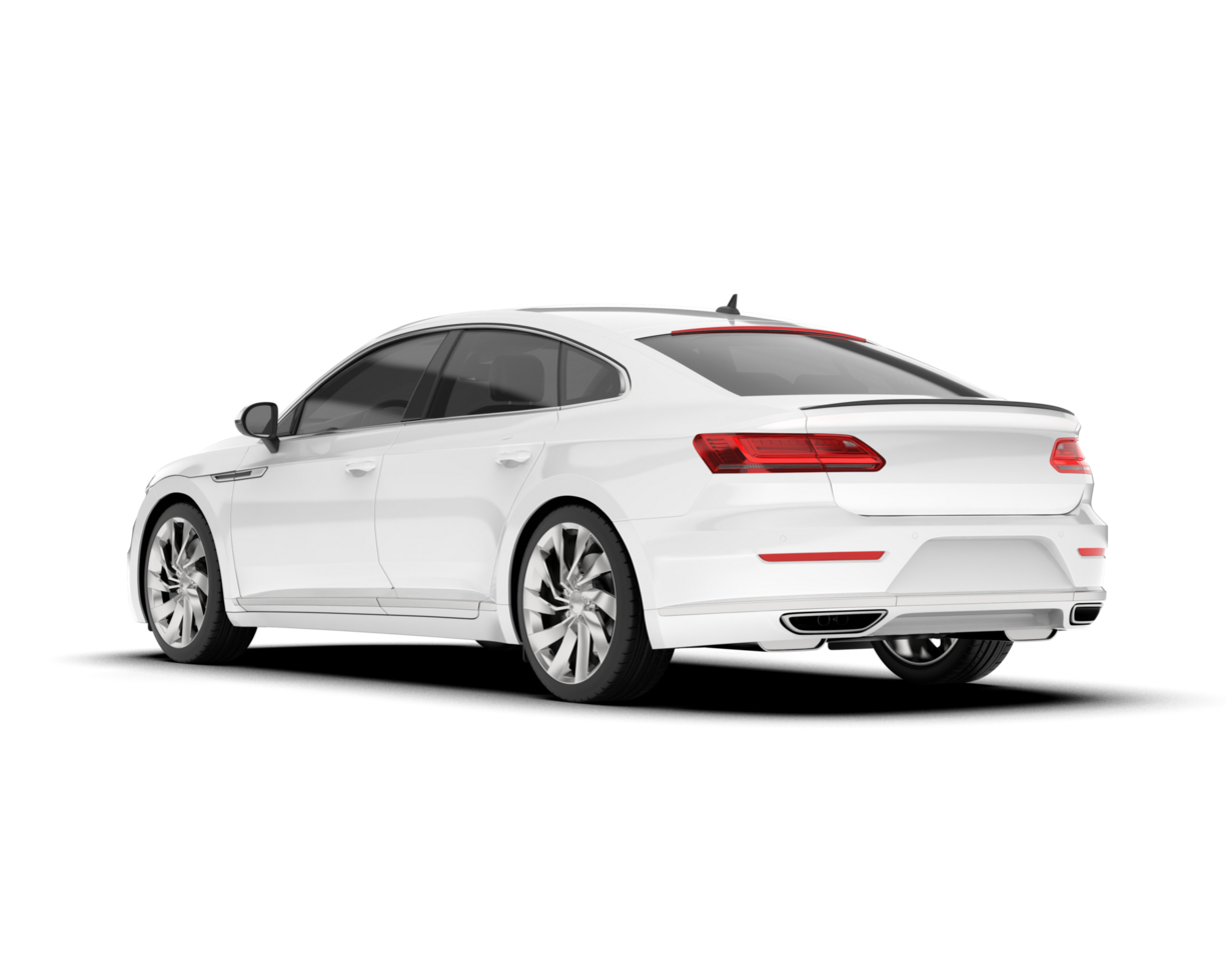 White modern car isolated on transparent background. 3d rendering - illustration png