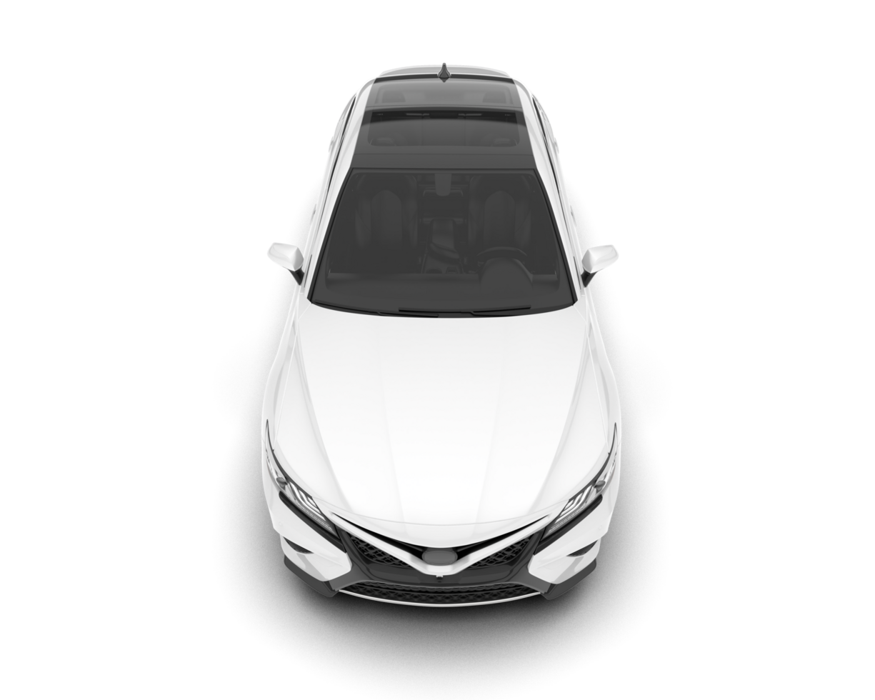 White modern car isolated on transparent background. 3d rendering - illustration png