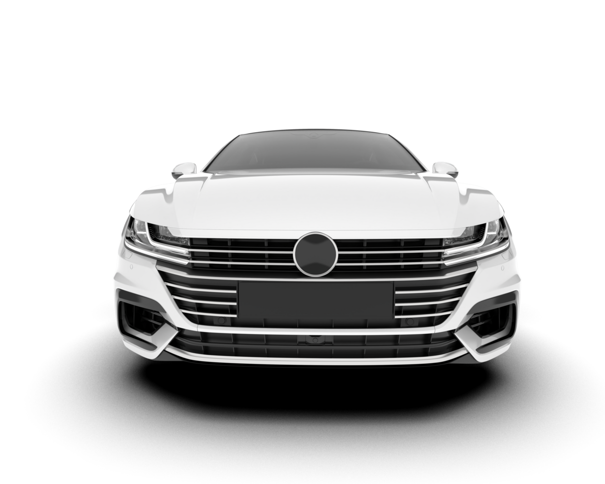 White modern car isolated on transparent background. 3d rendering - illustration png