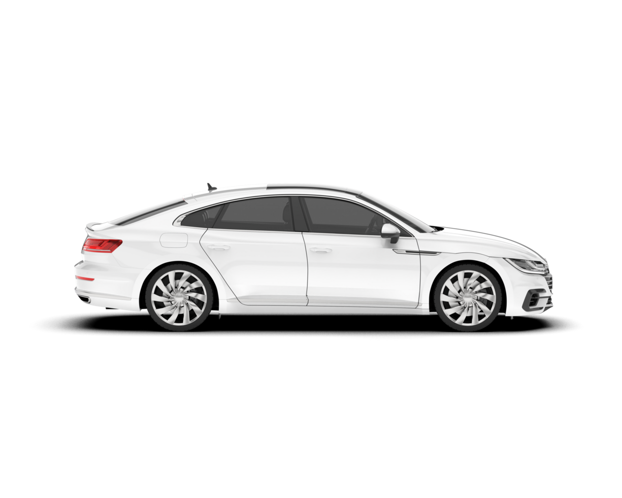 White modern car isolated on transparent background. 3d rendering - illustration png