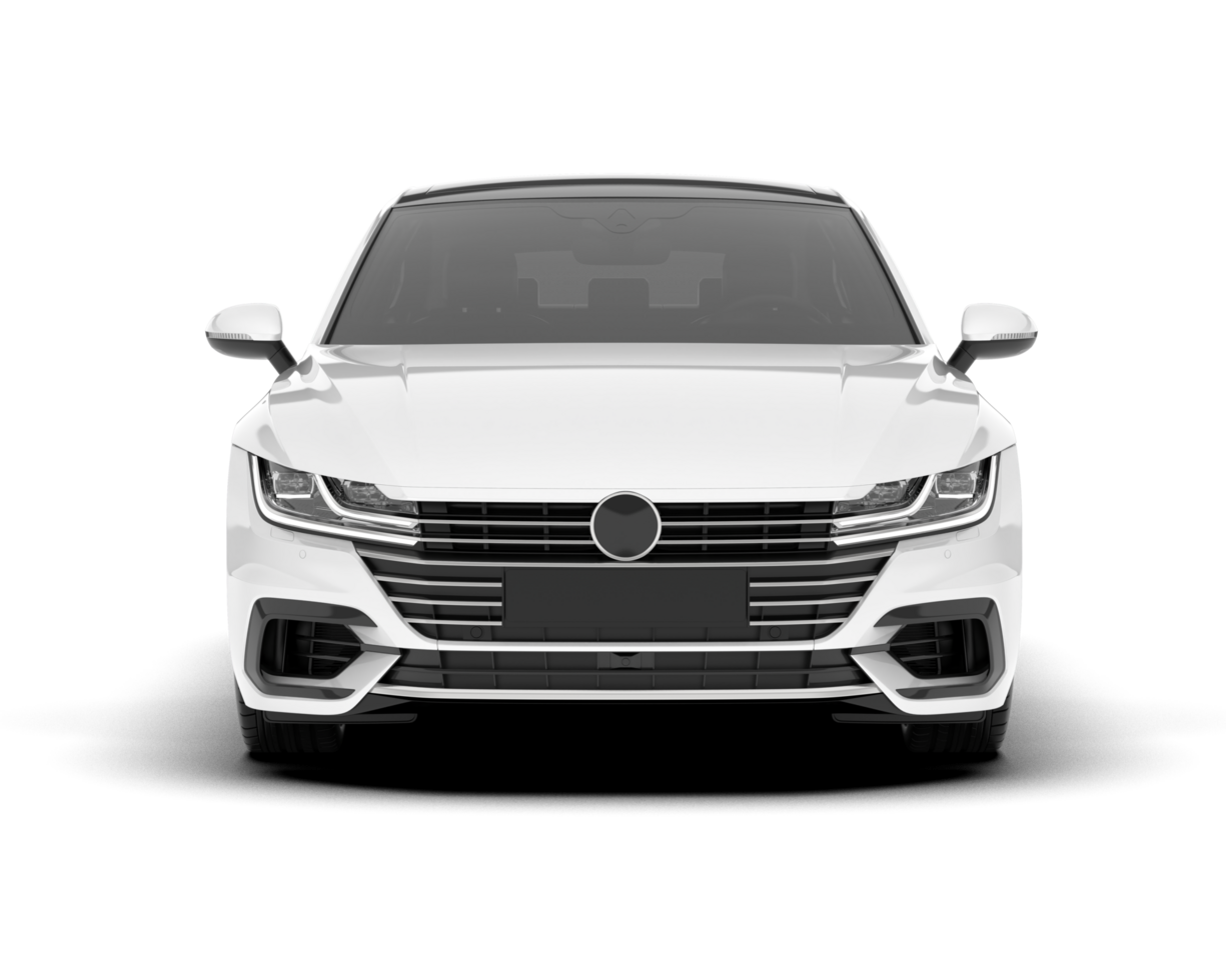 White modern car isolated on transparent background. 3d rendering - illustration png