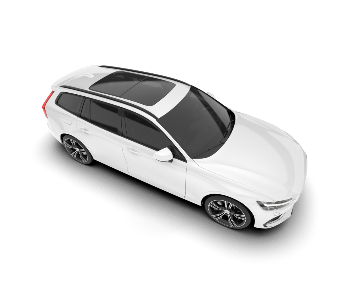 White modern car isolated on transparent background. 3d rendering - illustration png