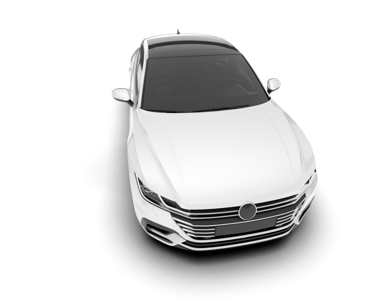 White modern car isolated on transparent background. 3d rendering - illustration png