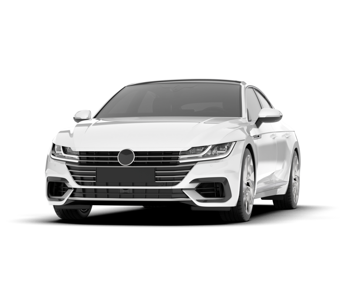 White modern car isolated on transparent background. 3d rendering - illustration png