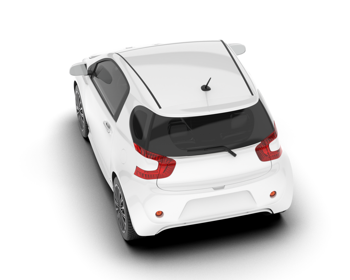 White city car isolated on transparent background. 3d rendering - illustration png