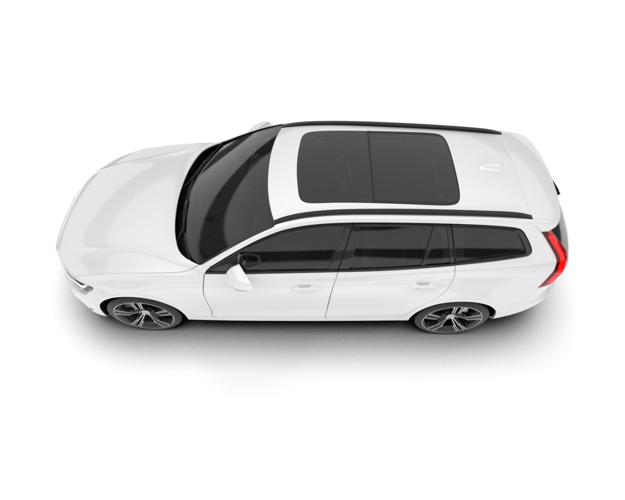White modern car isolated on transparent background. 3d rendering - illustration png