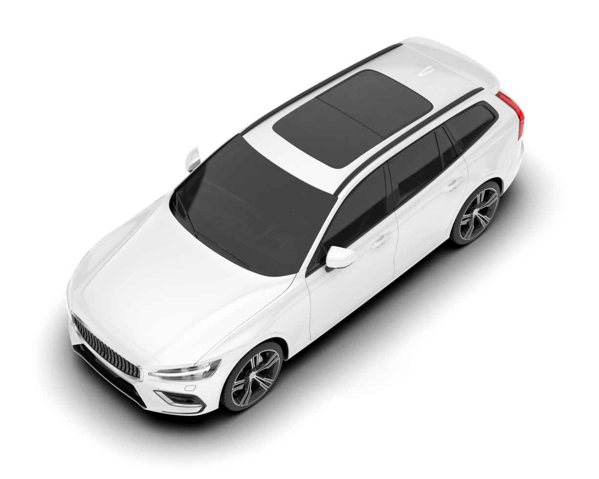 White modern car isolated on transparent background. 3d rendering - illustration png