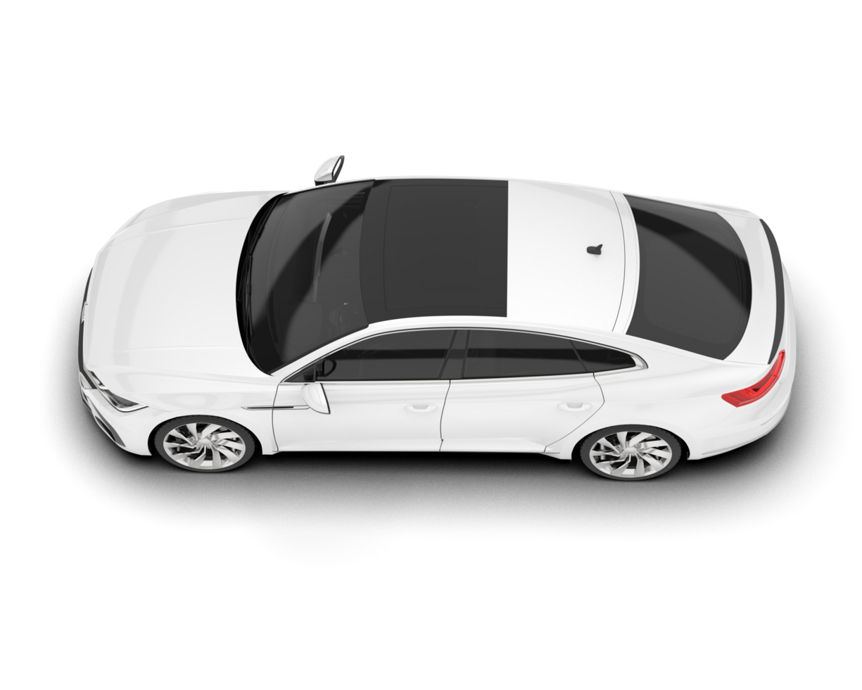 White modern car isolated on transparent background. 3d rendering - illustration png