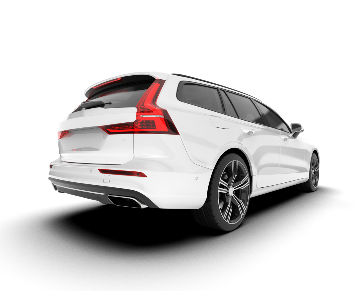 White modern car isolated on transparent background. 3d rendering - illustration png