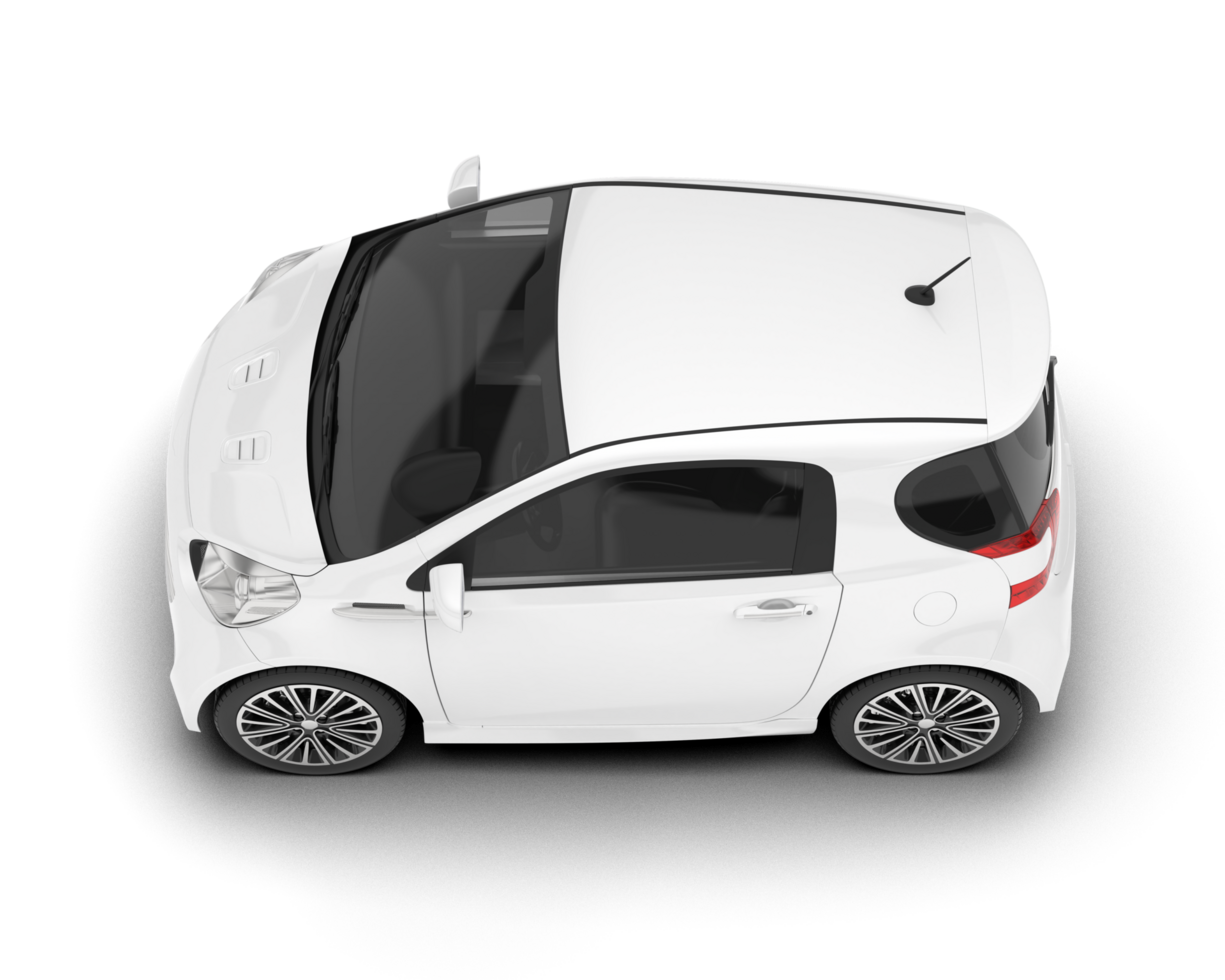 White city car isolated on transparent background. 3d rendering - illustration png