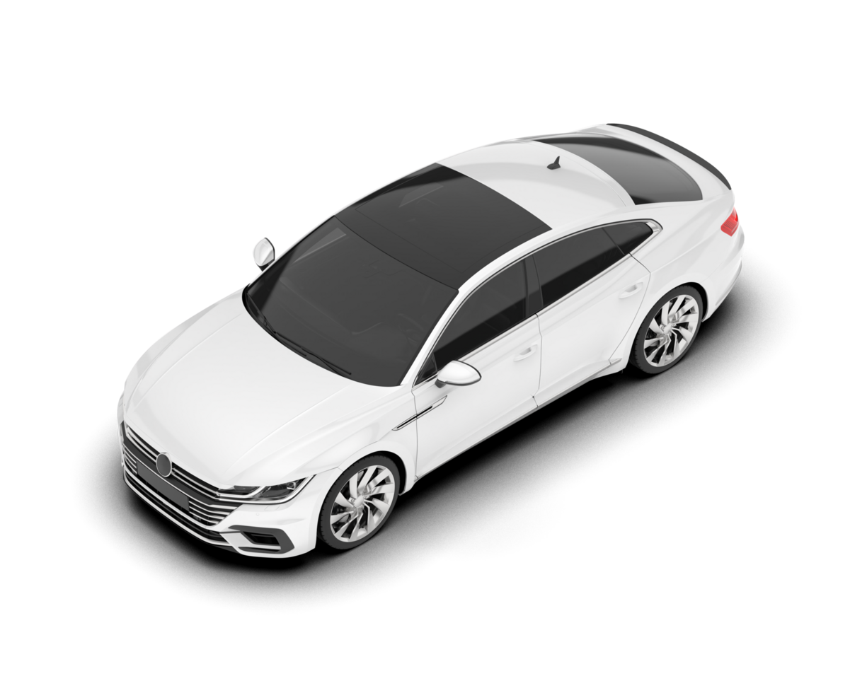 White modern car isolated on transparent background. 3d rendering - illustration png