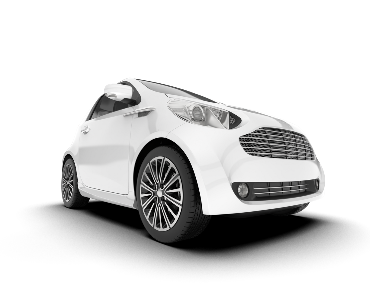 White city car isolated on transparent background. 3d rendering - illustration png