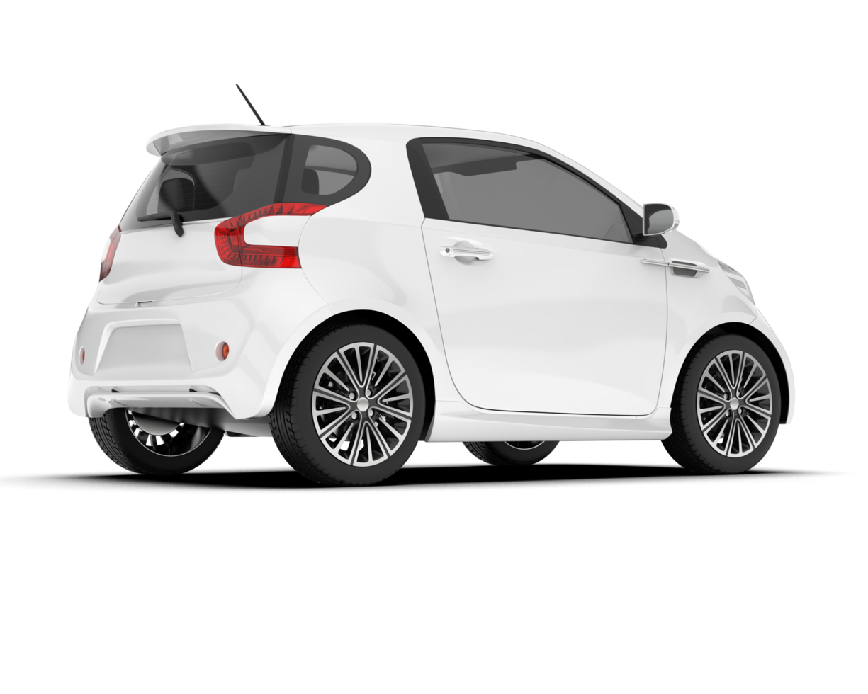 White city car isolated on transparent background. 3d rendering - illustration png