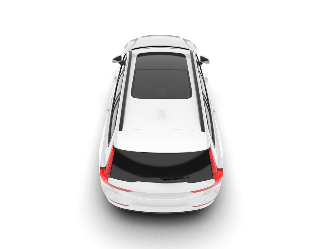 White modern car isolated on transparent background. 3d rendering - illustration png