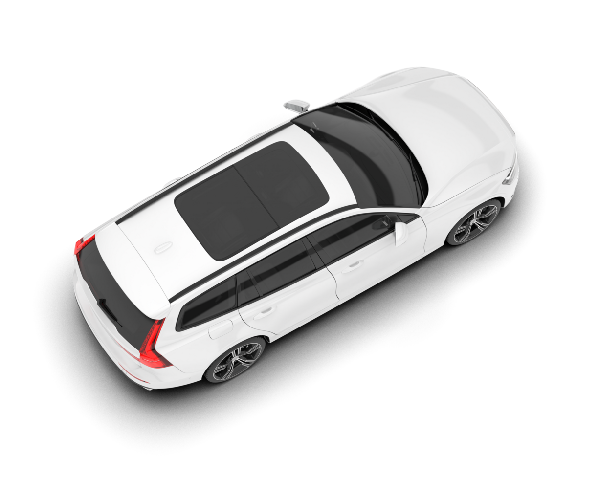 White modern car isolated on transparent background. 3d rendering - illustration png