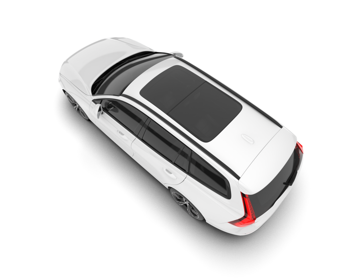 White modern car isolated on transparent background. 3d rendering - illustration png