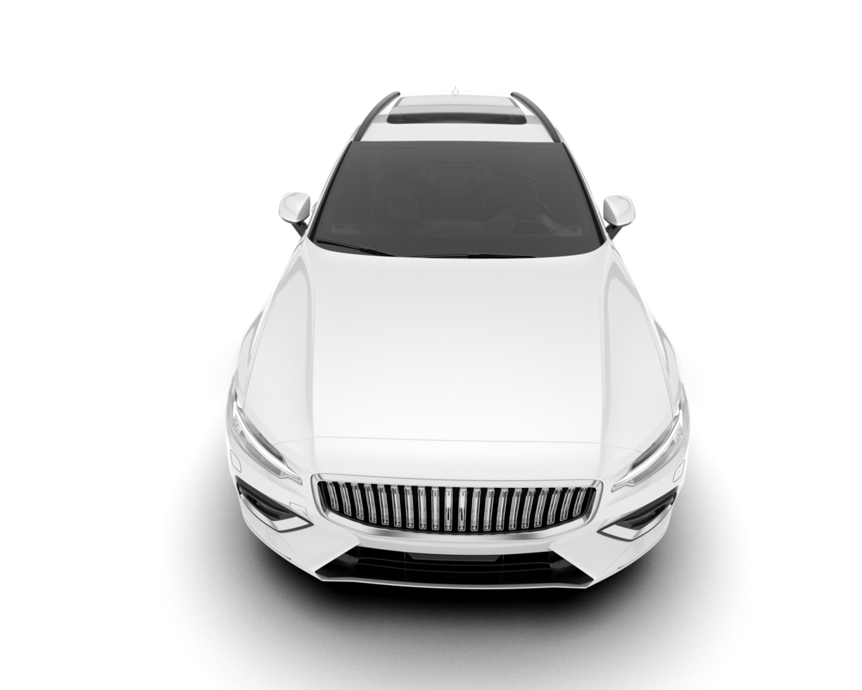 White modern car isolated on transparent background. 3d rendering - illustration png