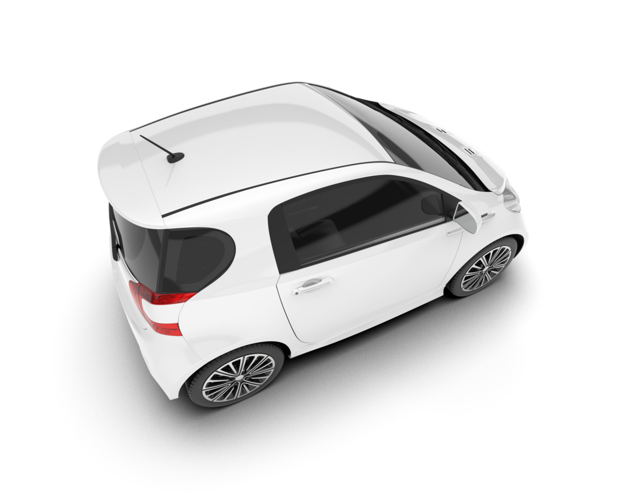 White city car isolated on transparent background. 3d rendering - illustration png