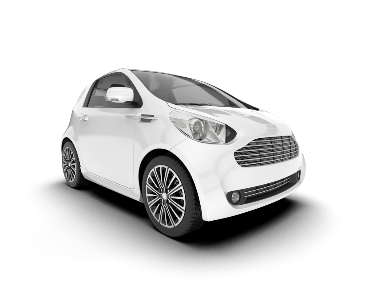 White city car isolated on transparent background. 3d rendering - illustration png