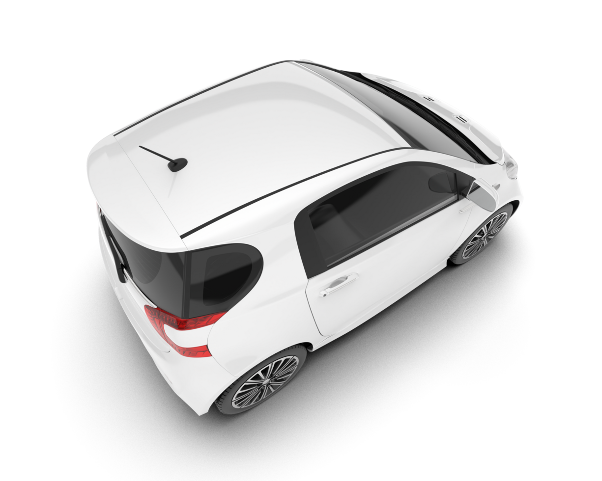 White city car isolated on transparent background. 3d rendering - illustration png