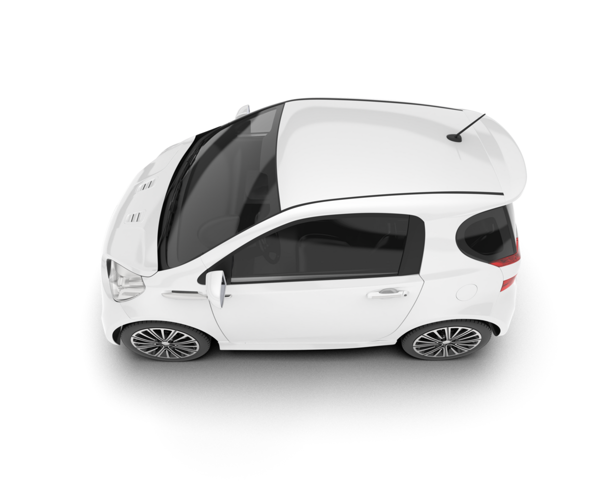 White city car isolated on transparent background. 3d rendering - illustration png