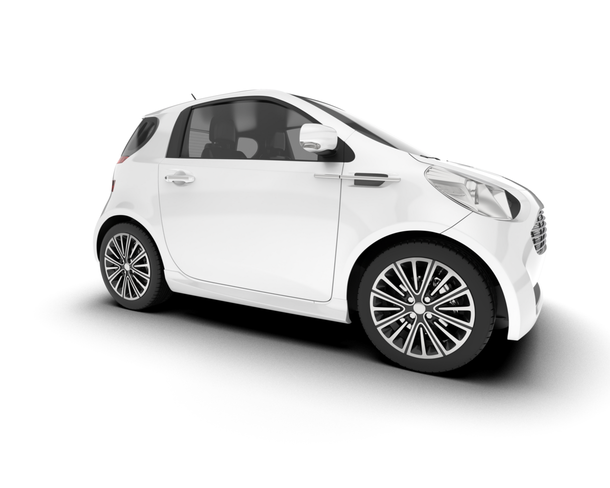 White city car isolated on transparent background. 3d rendering - illustration png