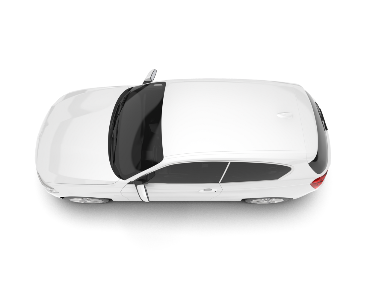 White city car isolated on transparent background. 3d rendering - illustration png