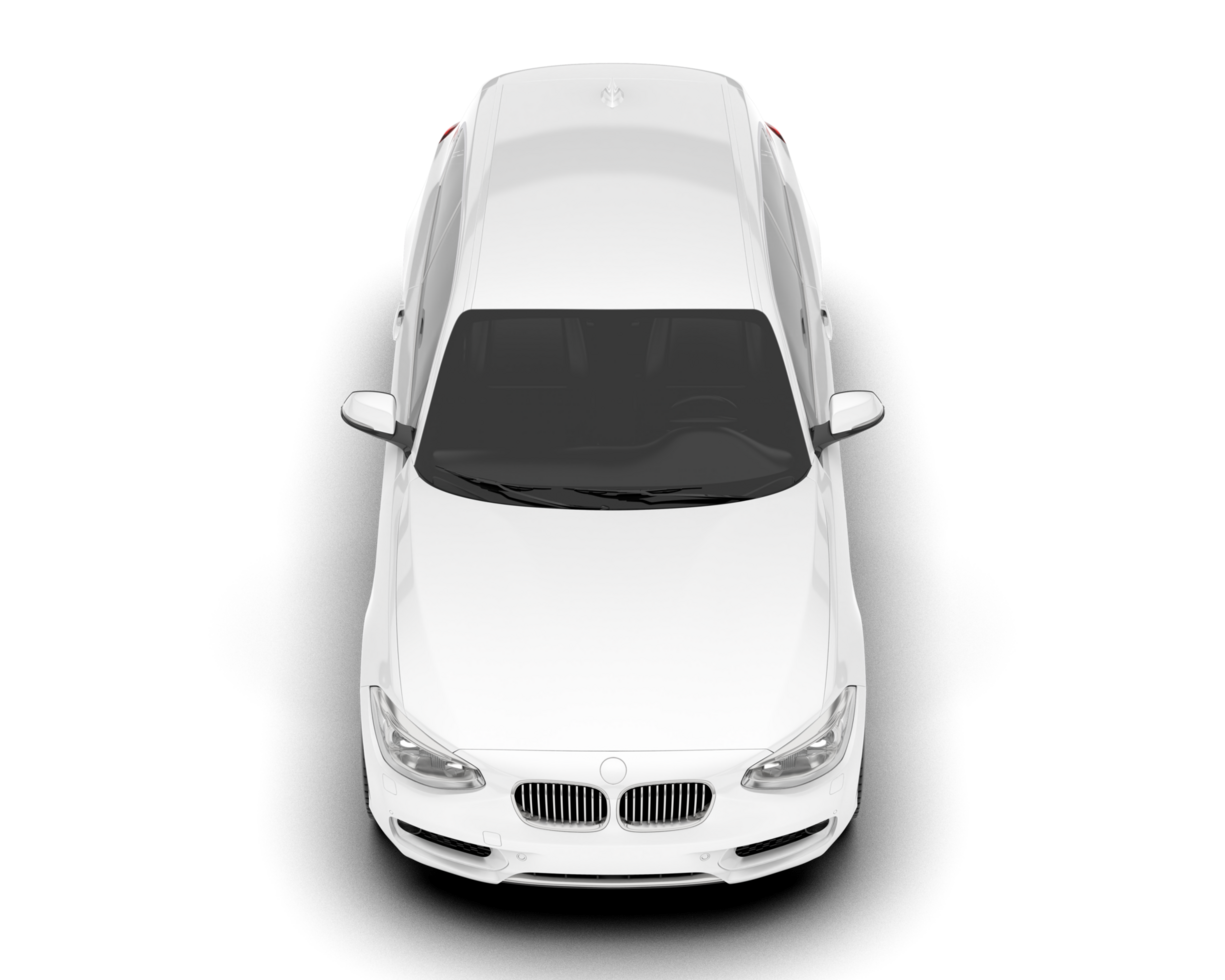 White city car isolated on transparent background. 3d rendering - illustration png
