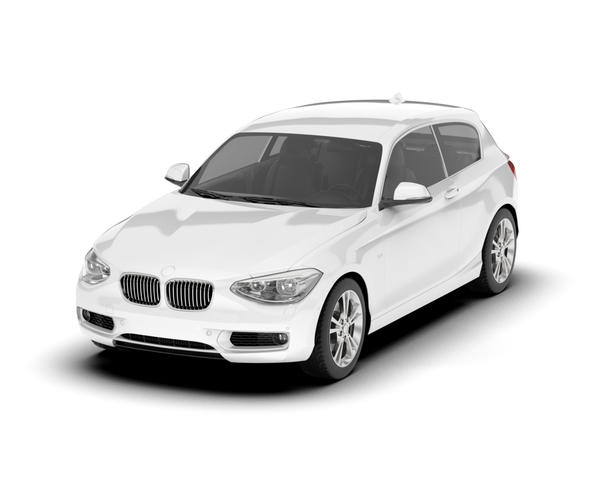 White city car isolated on transparent background. 3d rendering - illustration png