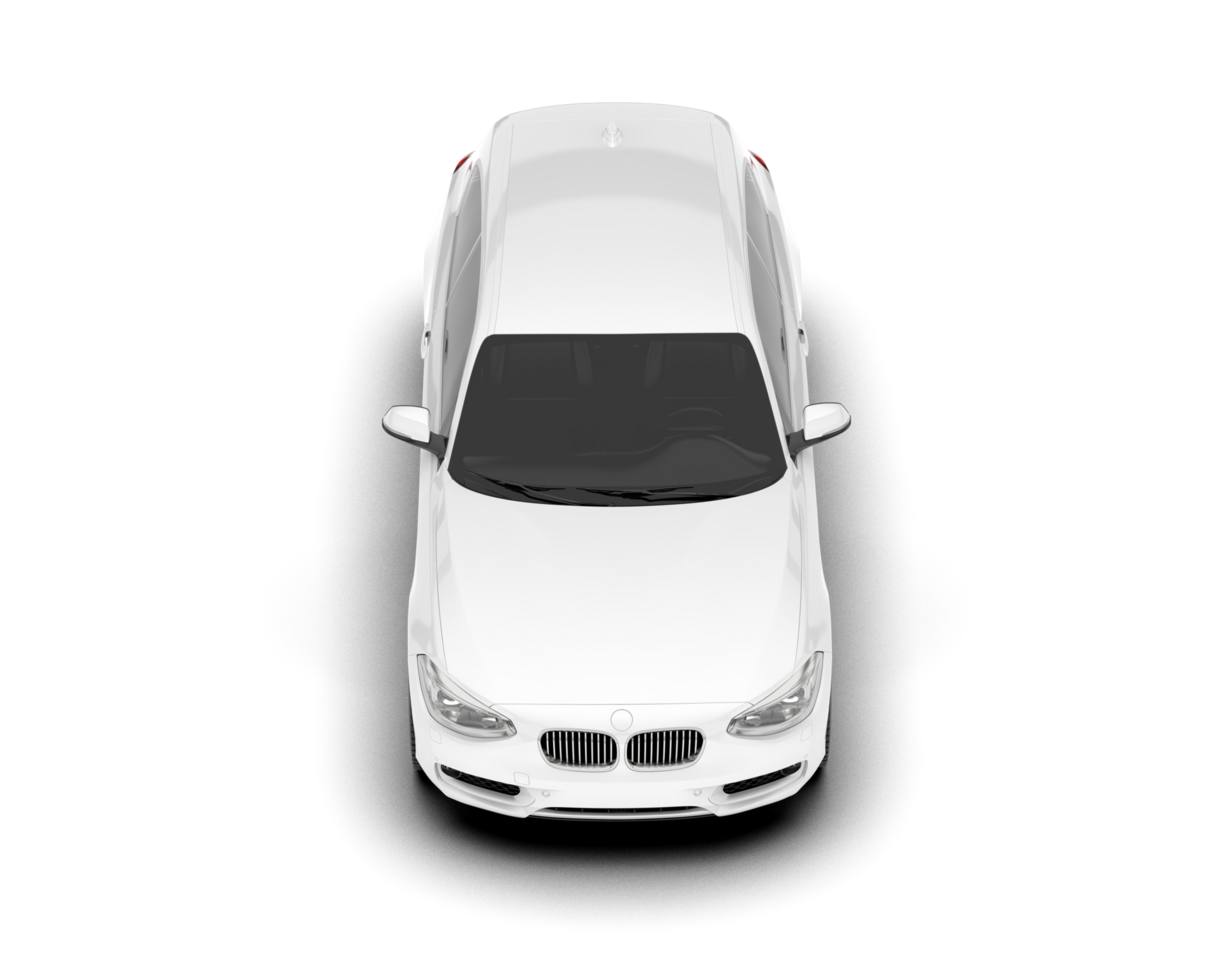 White city car isolated on transparent background. 3d rendering - illustration png