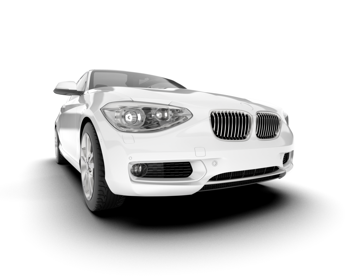 White city car isolated on transparent background. 3d rendering - illustration png