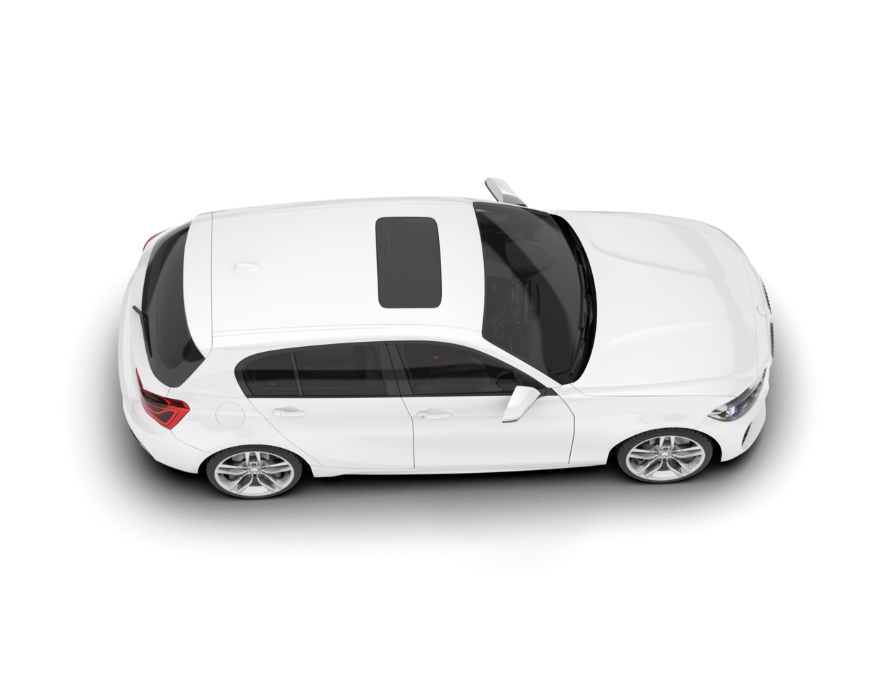 White city car isolated on transparent background. 3d rendering - illustration png