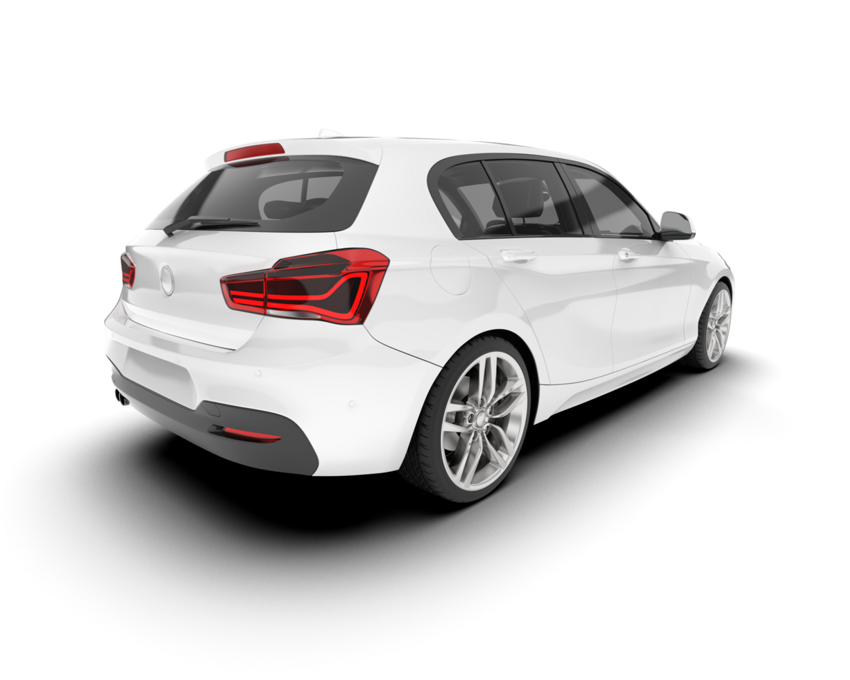 White city car isolated on transparent background. 3d rendering - illustration png