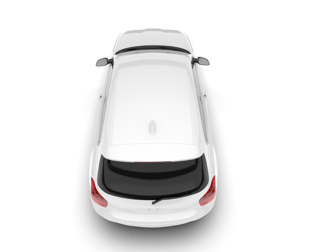 White city car isolated on transparent background. 3d rendering - illustration png