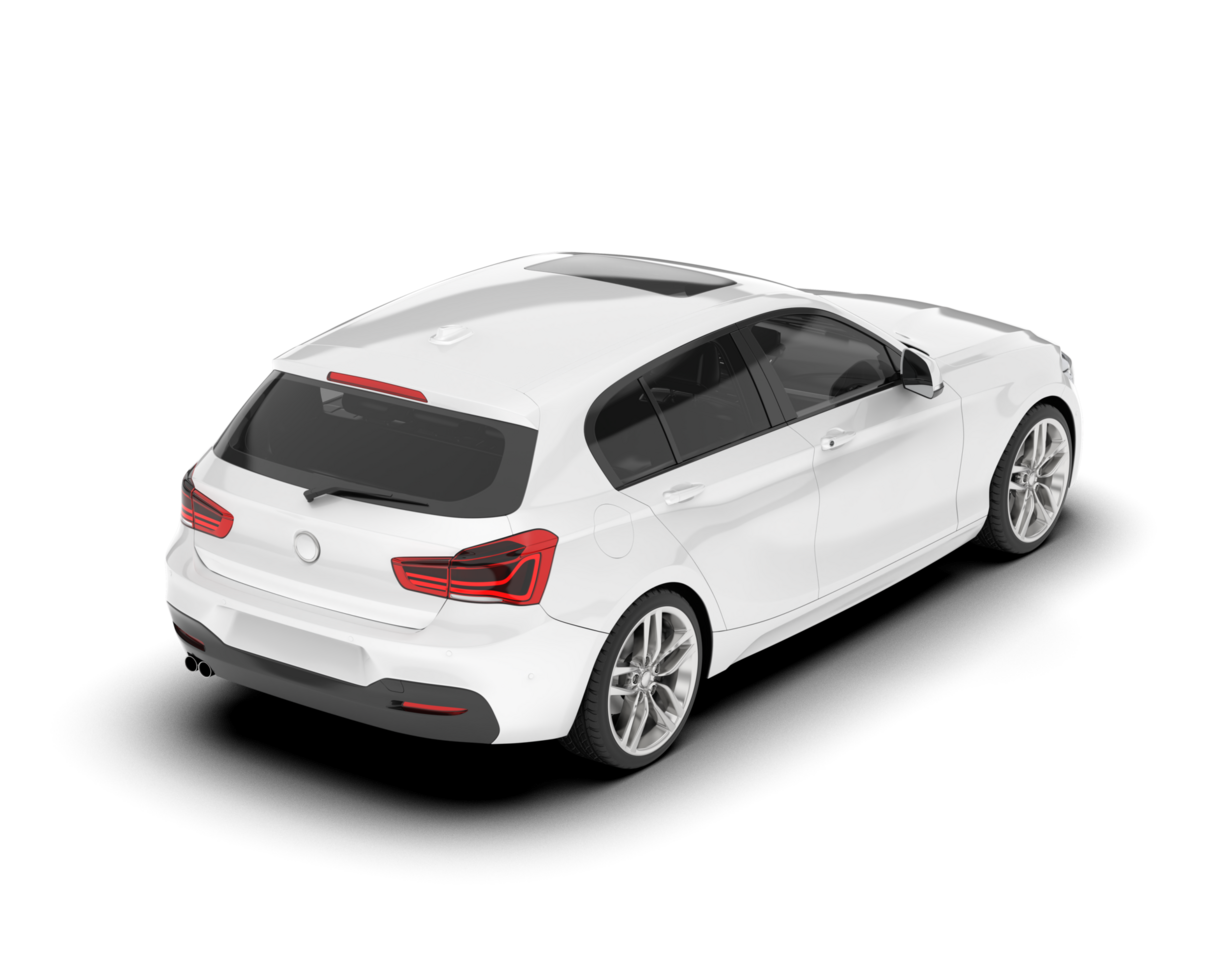 White city car isolated on transparent background. 3d rendering - illustration png