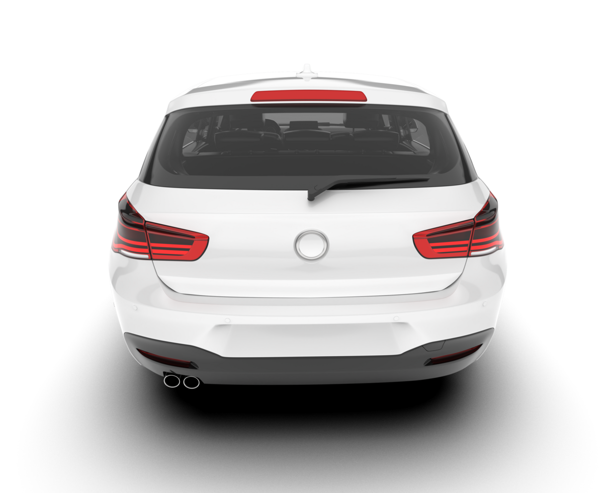 White city car isolated on transparent background. 3d rendering - illustration png