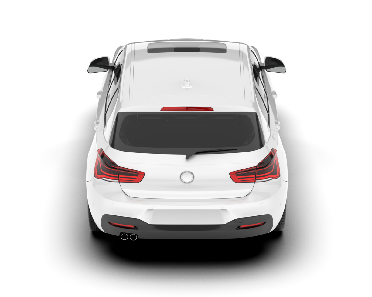 White city car isolated on transparent background. 3d rendering - illustration png