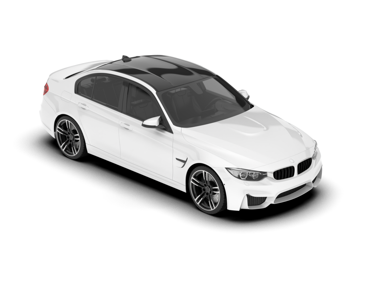 White city car isolated on transparent background. 3d rendering - illustration png