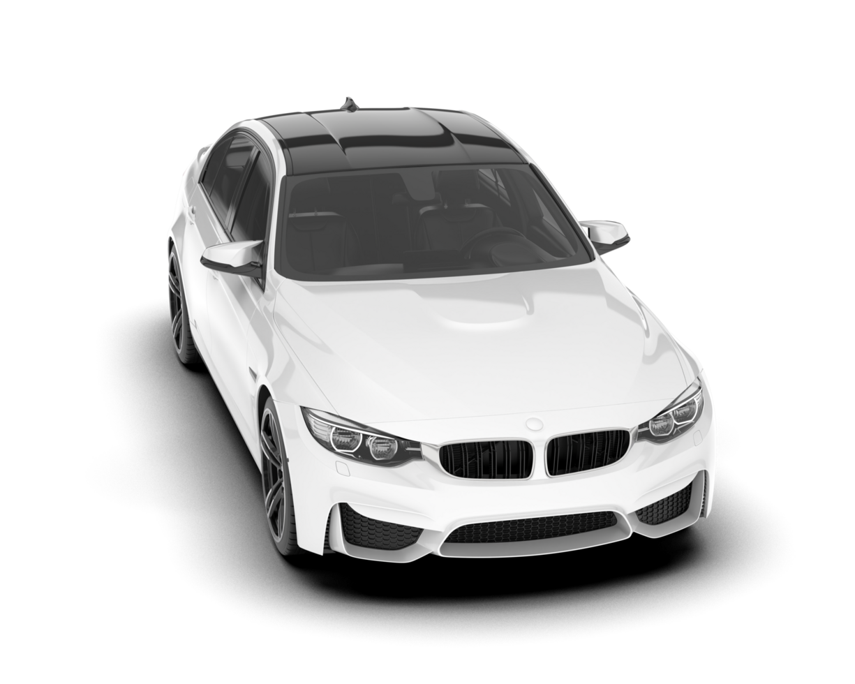 White city car isolated on transparent background. 3d rendering - illustration png
