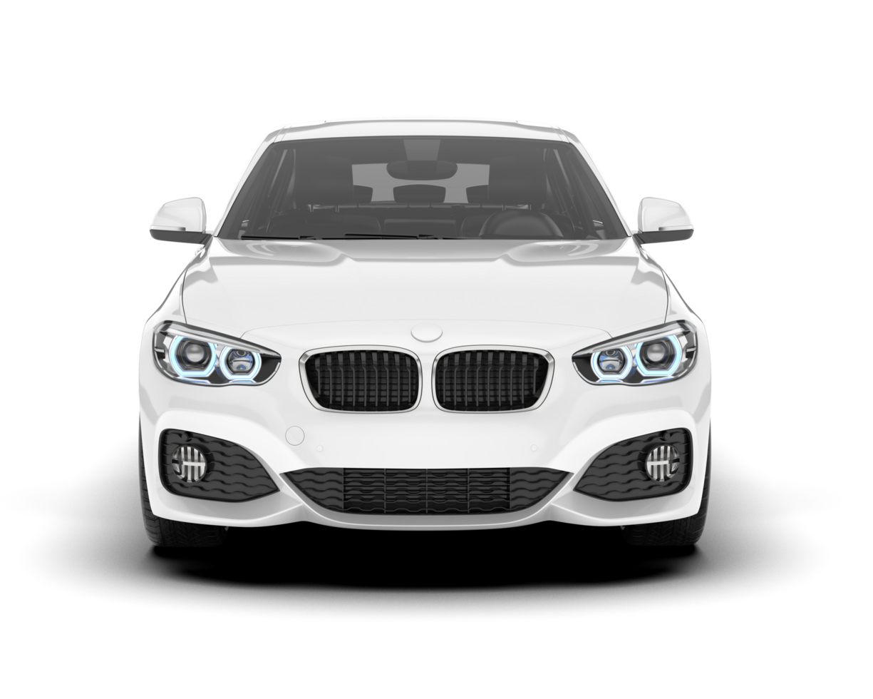 White city car isolated on transparent background. 3d rendering - illustration png