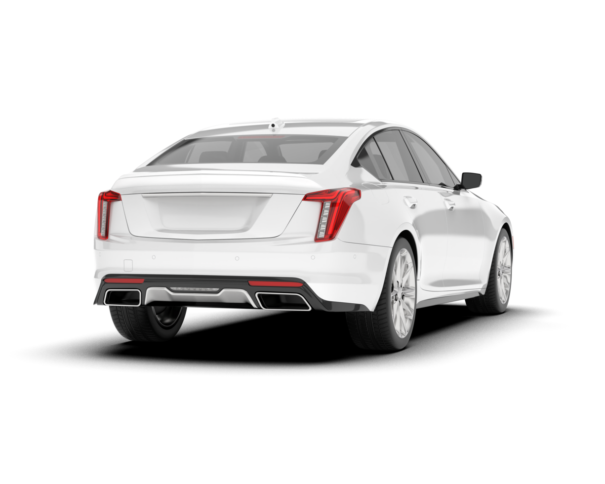 White city car isolated on transparent background. 3d rendering - illustration png