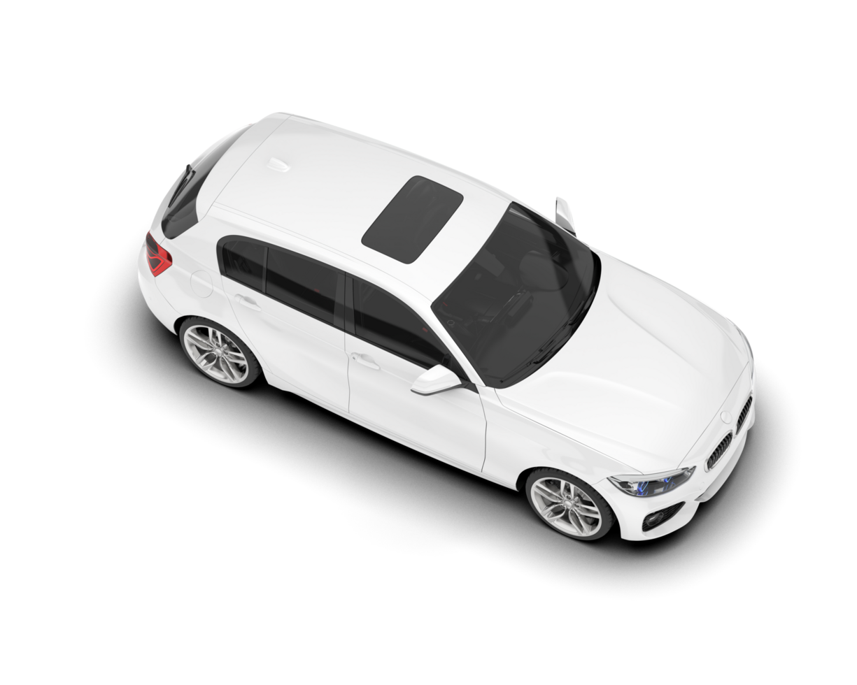 White city car isolated on transparent background. 3d rendering - illustration png