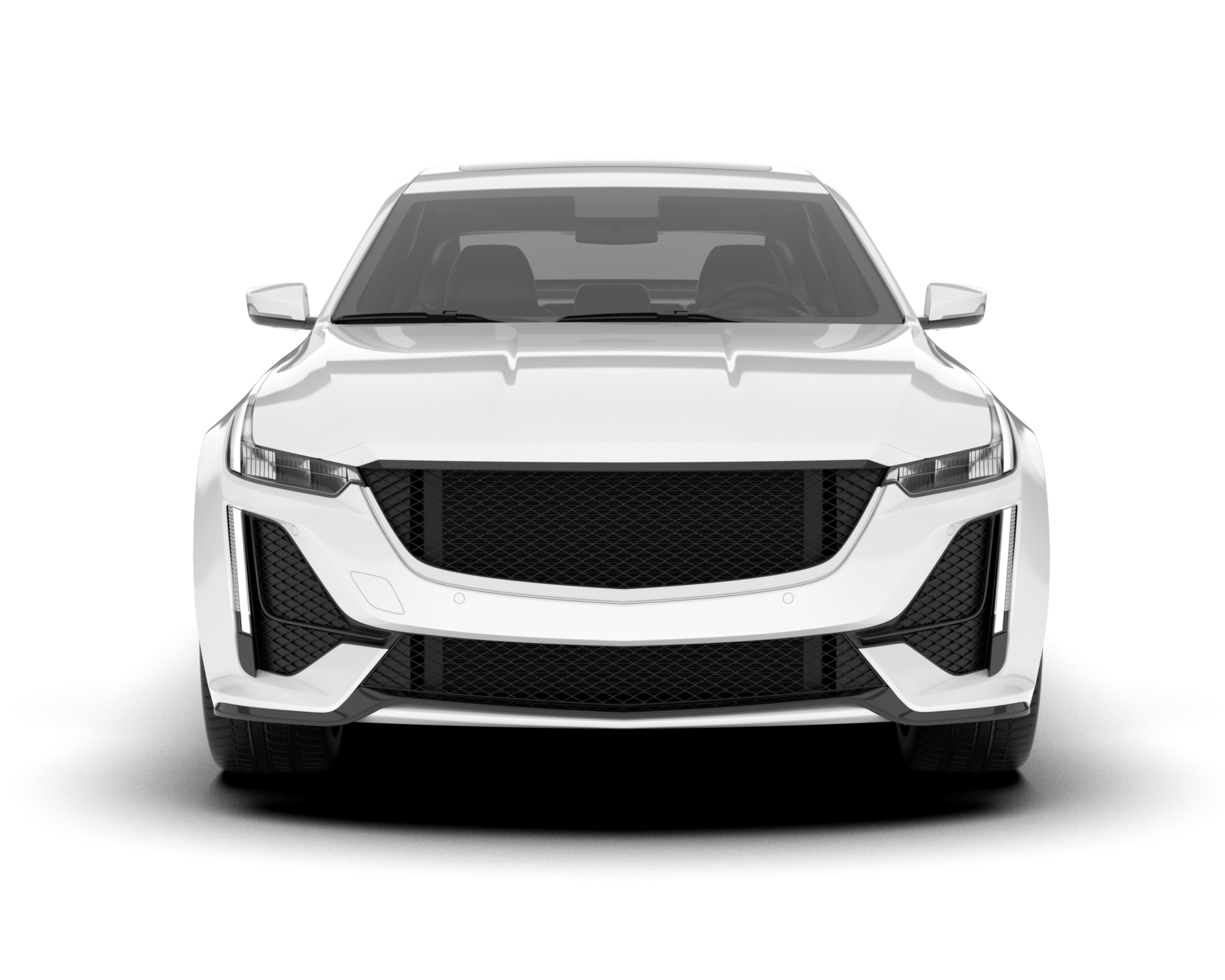 White city car isolated on transparent background. 3d rendering - illustration png