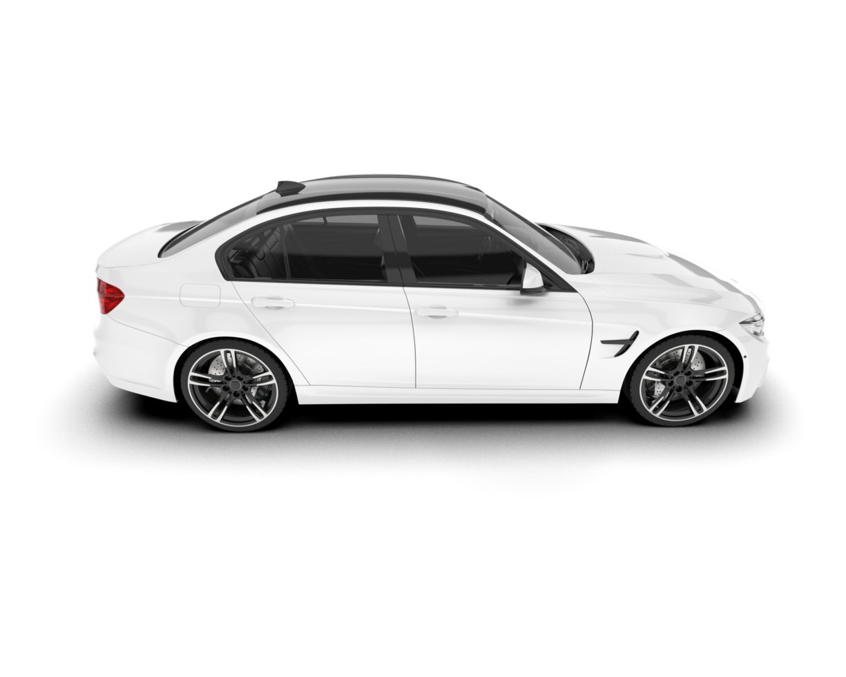 White city car isolated on transparent background. 3d rendering - illustration png
