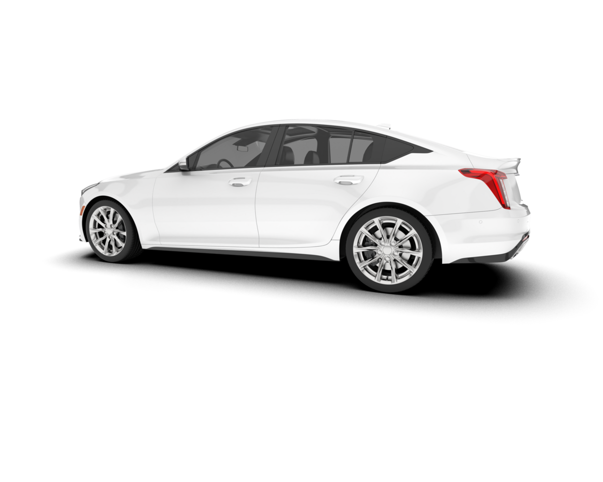 White city car isolated on transparent background. 3d rendering - illustration png