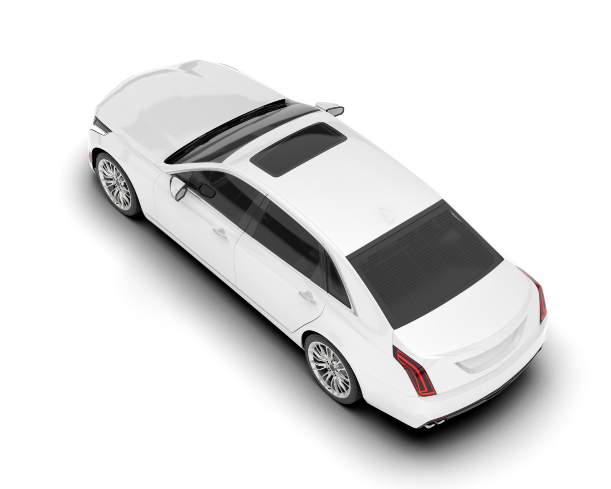 White city car isolated on transparent background. 3d rendering - illustration png